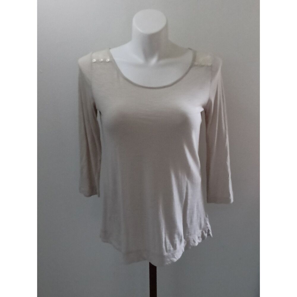 Express White Lace Yoke Long Sleeve Top Size M